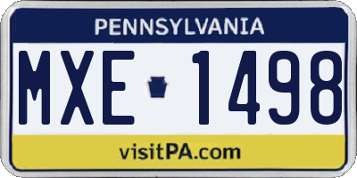 PA license plate MXE1498