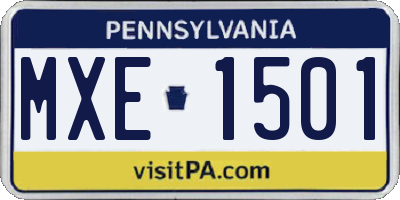 PA license plate MXE1501
