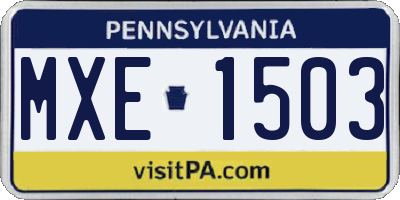 PA license plate MXE1503