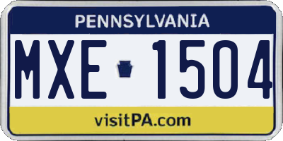 PA license plate MXE1504
