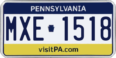 PA license plate MXE1518