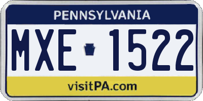 PA license plate MXE1522