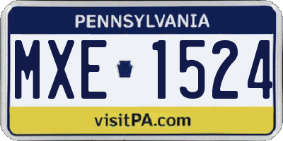 PA license plate MXE1524