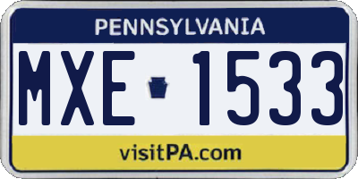 PA license plate MXE1533