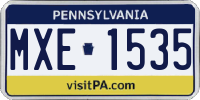 PA license plate MXE1535