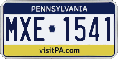 PA license plate MXE1541