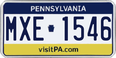 PA license plate MXE1546