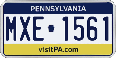 PA license plate MXE1561