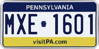 PA license plate MXE1601