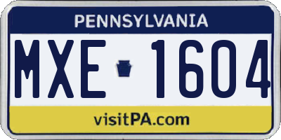 PA license plate MXE1604