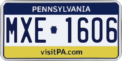 PA license plate MXE1606