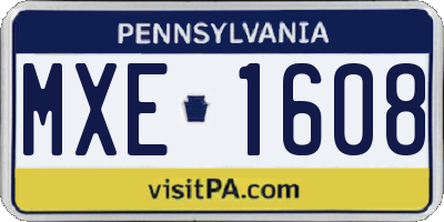 PA license plate MXE1608