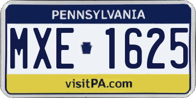 PA license plate MXE1625