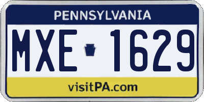 PA license plate MXE1629