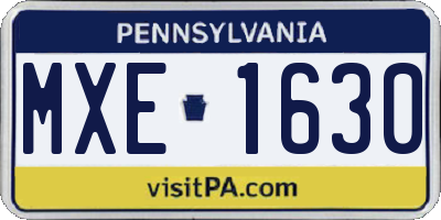 PA license plate MXE1630