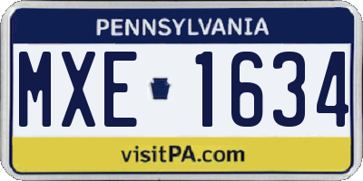 PA license plate MXE1634