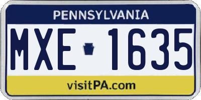 PA license plate MXE1635