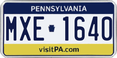 PA license plate MXE1640