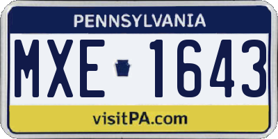 PA license plate MXE1643