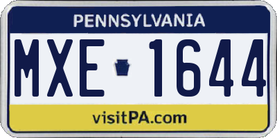 PA license plate MXE1644