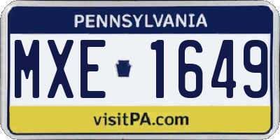 PA license plate MXE1649