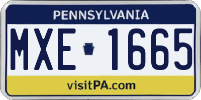 PA license plate MXE1665