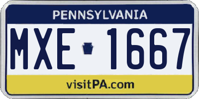 PA license plate MXE1667