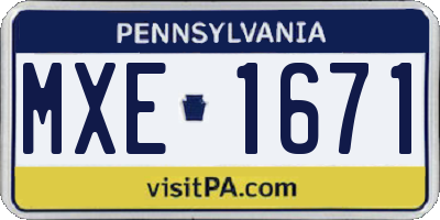 PA license plate MXE1671