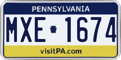 PA license plate MXE1674