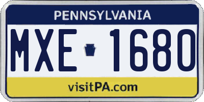 PA license plate MXE1680