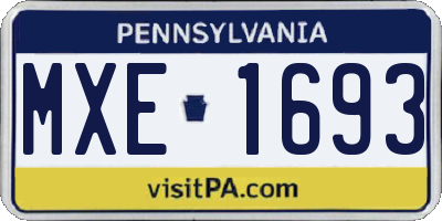 PA license plate MXE1693