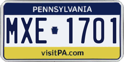 PA license plate MXE1701