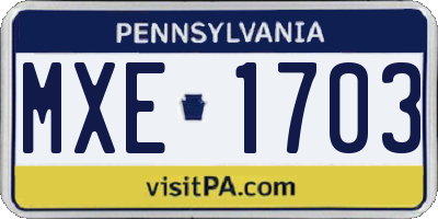 PA license plate MXE1703