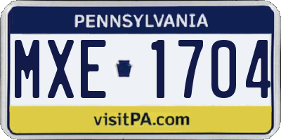 PA license plate MXE1704
