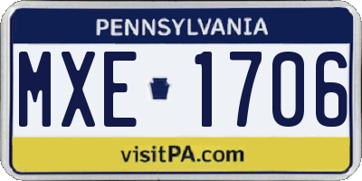 PA license plate MXE1706