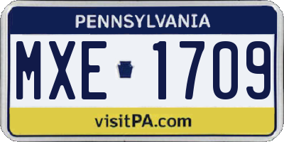 PA license plate MXE1709