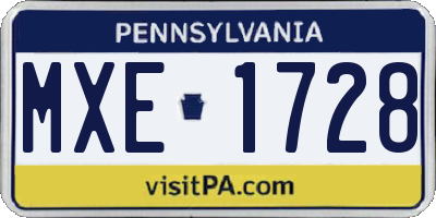 PA license plate MXE1728