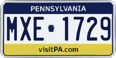 PA license plate MXE1729