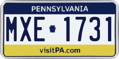 PA license plate MXE1731