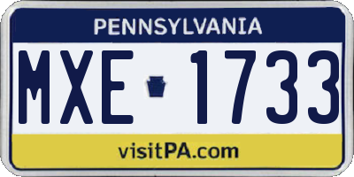 PA license plate MXE1733