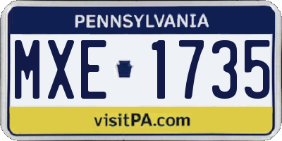 PA license plate MXE1735