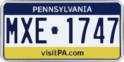 PA license plate MXE1747
