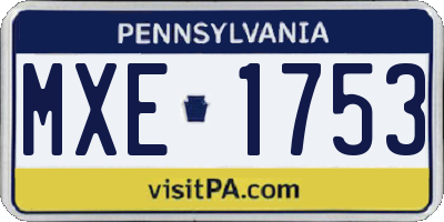 PA license plate MXE1753