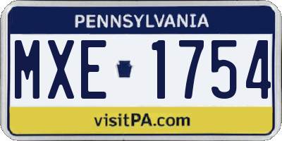 PA license plate MXE1754