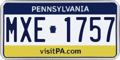 PA license plate MXE1757