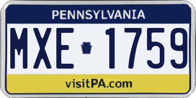 PA license plate MXE1759