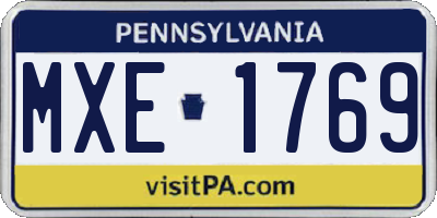 PA license plate MXE1769