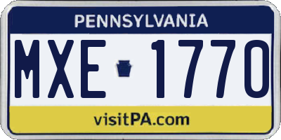 PA license plate MXE1770