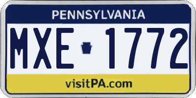 PA license plate MXE1772