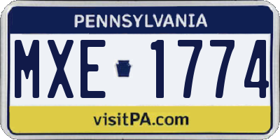 PA license plate MXE1774
